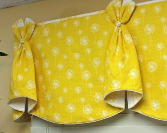 Custom Window Valance BUNNY EARS Hidden Rod Pocket Valance fits 33"- 46" window, LABOR and lining only