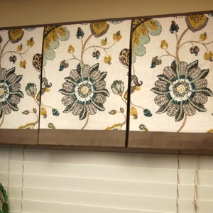 Custom Window Treatment BOX PLEATED Hidden Rod Pocket Valance, banded lower edge, fits 30&quot; - 44&quot;  window, your fabrics my LABOR and lining