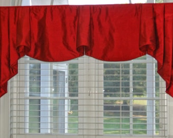 Custom Valance ANNA Hidden Rod Pocket Valance, pleated jabots fits 45"- 64" window, Window treatment made using your fabrics, my lining