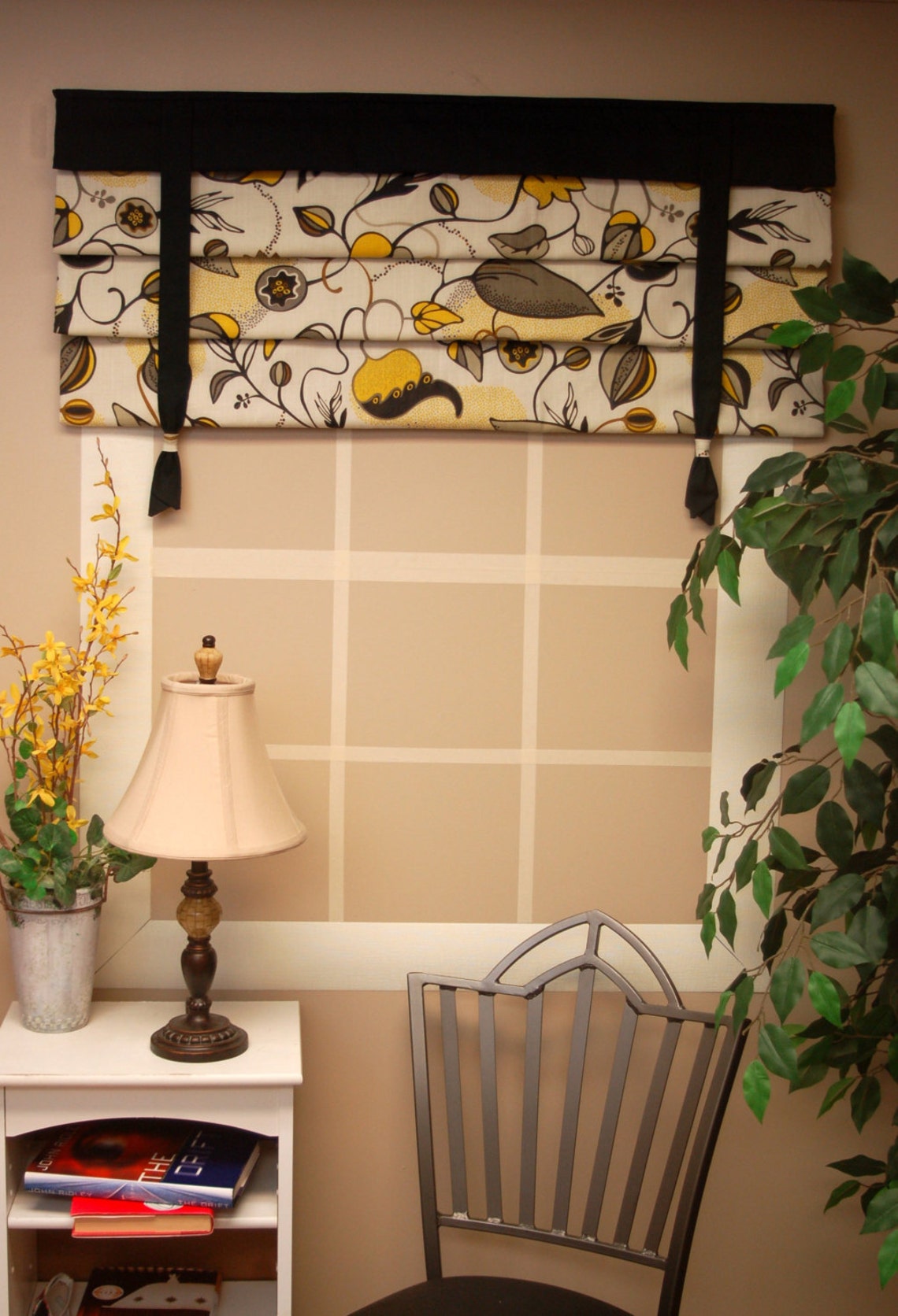 MOCK ROMAN SHADE Hidden Rod Pocket Valance With Ties Fits Etsy