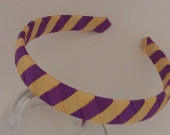 LSU Tigers Louisiana State University colors ribbon woven headband grosgrain ribbon football games