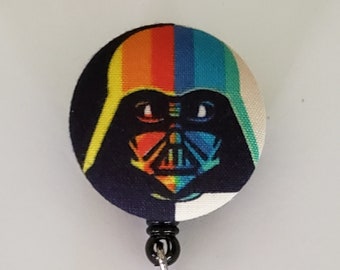 Darth Vader fabric covered button retractable reel badge holder ID holder  ready to ship