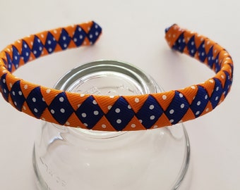 University of Florida gators orange and blue ribbon woven headband with diamond design sports college headband