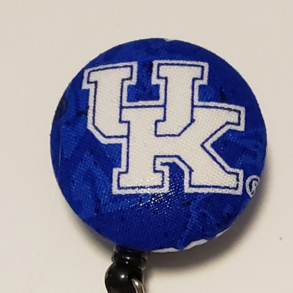 University of Kentucky Wildcats fabric covered button retractable reel badge holder ID holder ready to ship