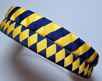 University of Michigan wolverines colors grosgrain ribbon woven headband ready to ship football