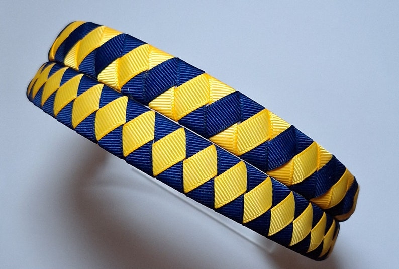 University of Michigan wolverines colors grosgrain ribbon woven headband ready to ship football image 1