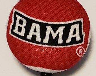 University of Alabama crimson tide fabric covered button retractable reel badge holder ready to ship