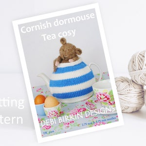 Knitting pattern for mouse tea cozy cosy, cosies, alice wonderland, Debi Birkin Patterns, PDF digital download, cornish, cornwall, dormouse image 1