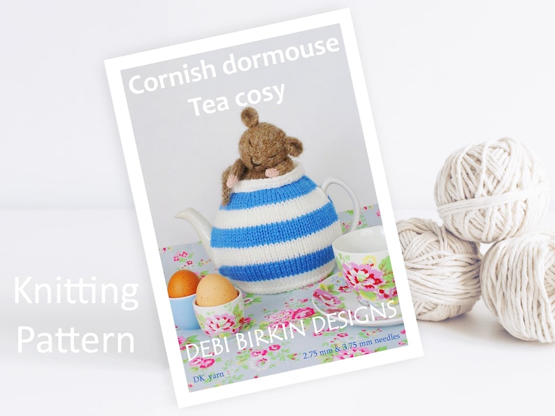 Knitting pattern for mouse tea cozy cosy, cosies, alice wonderland, Debi Birkin Patterns, PDF digital download, cornish, cornwall, dormouse image 1