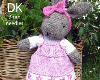 bunny rabbit with dress PDF email knitting pattern