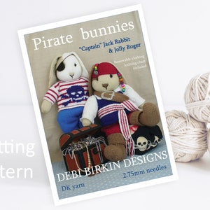 Knitting pattern for pirate, Debi Birkin Patterns, PDF digital download, toy knitting pattern, cotton rabbits, ballet knitting patterns