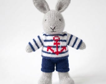 Knitting pattern for toys, Debi Birkin Patterns, PDF digital download, toy knitting pattern, cotton rabbits, bunny knitting patterns clothes