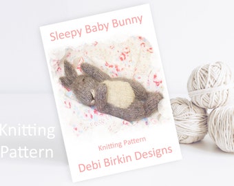 Knitting pattern for bunny, toy patterns, Debi Birkin Patterns, PDF digital download, unicorn patterns, cotton rabbits, animal knit patterns