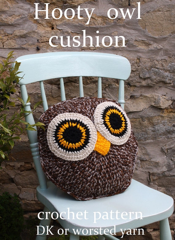 Hooty Owl Pillow Cushion Cover Pdf Email Crochet Pattern Etsy