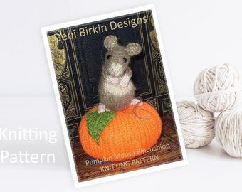 Knitting pattern pumpkin, Debi Birkin Patterns, PDF digital download, knitting pattern, cotton rabbits, mouse knitting pattern, pincushion