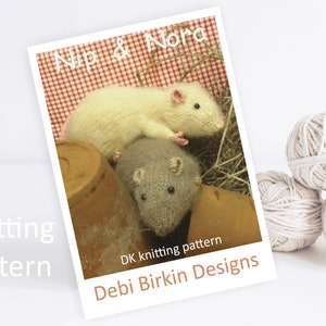 Knitting pattern for rats, Debi Birkin Patterns, PDF digital download, toy knitting pattern, cotton rabbits, bunny knitting patterns, mouse
