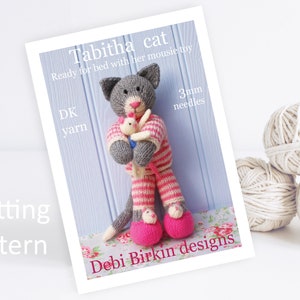 Knitting pattern for cat, Debi Birkin Patterns, PDF digital download, toy knitting pattern, cotton rabbits, animal knitting patterns, toys