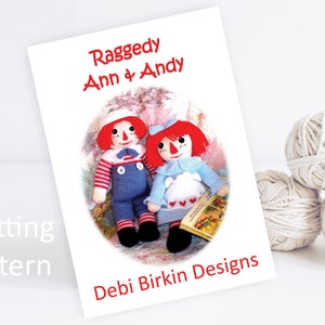 Knitting pattern for dolls clothes , Debi Birkin Patterns, PDF digital download, toy knitting pattern, raggedy ann doll knitting pattern