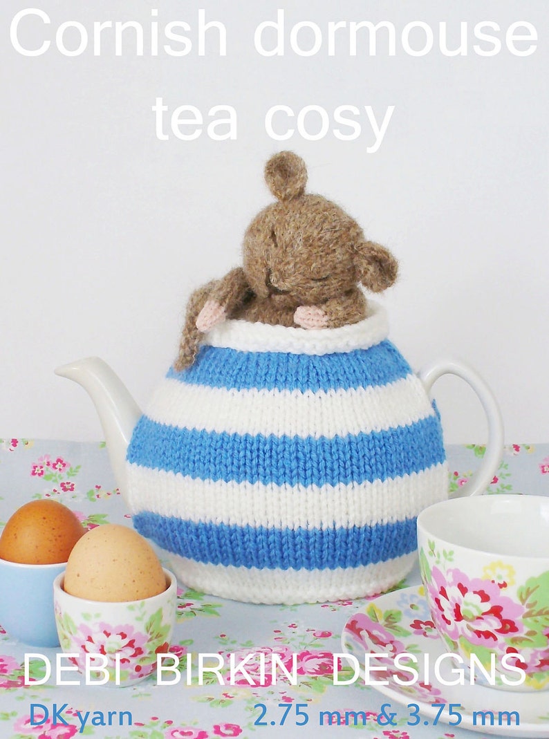 Knitting pattern for mouse tea cozy cosy, cosies, alice wonderland, Debi Birkin Patterns, PDF digital download, cornish, cornwall, dormouse image 2