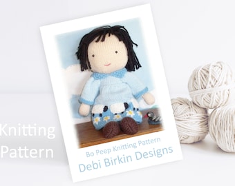 Knitting pattern for dolls clothes , Debi Birkin Patterns, PDF digital download, toy knitting pattern, little bo peep doll knitting pattern