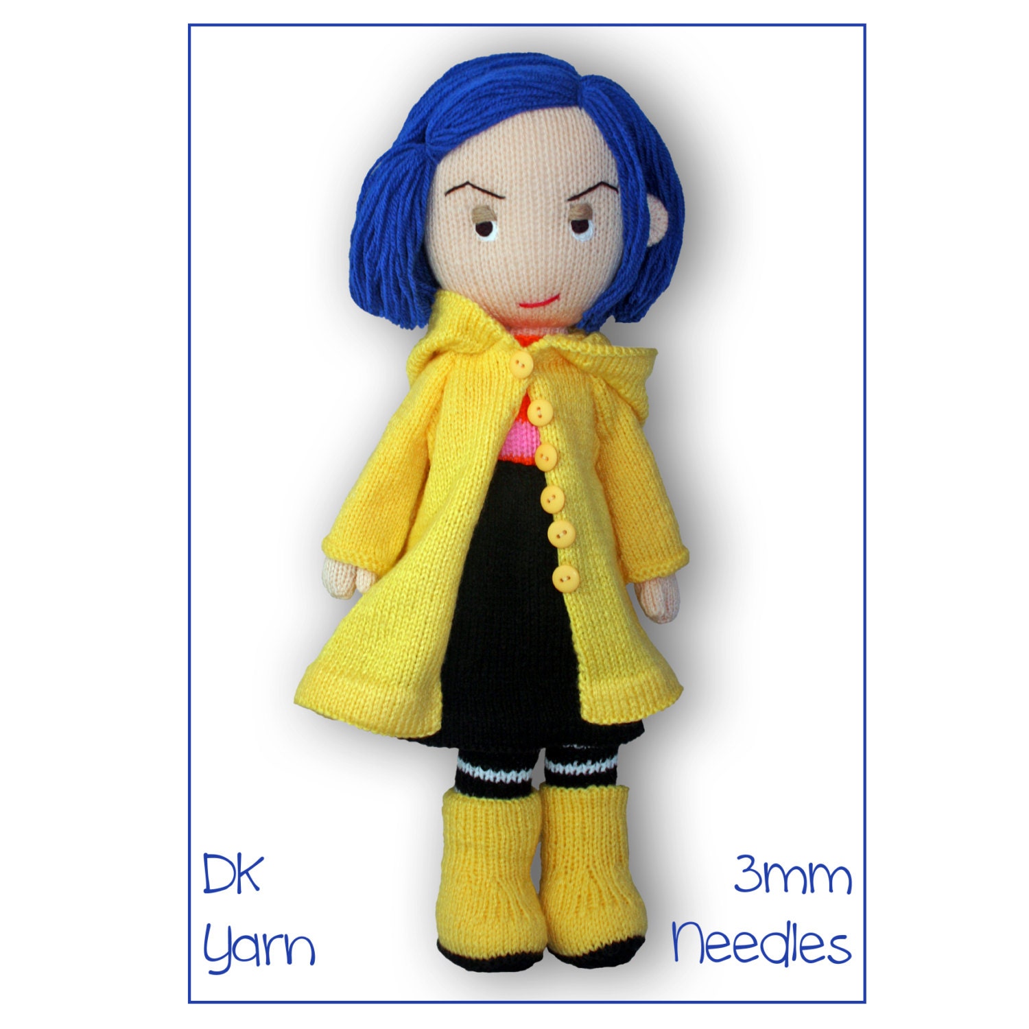 Coraline doll pdf download knitting pattern Etsy