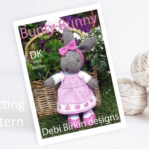 Knitting pattern for toys, Debi Birkin Patterns, PDF digital download, toy knitting pattern, cotton rabbits, bunny knitting patterns clothes image 1