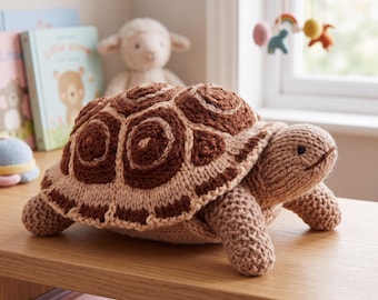 Breipatroon voor schildpad, Debi Birkin-patronen, digitale download pdf, schildpadbreipatronen, breipatronen katoen konijn, speelgoed