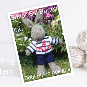 Knitting pattern for toys, Debi Birkin Patterns, PDF digital download, toy knitting pattern, cotton rabbits, bunny knitting patterns clothes