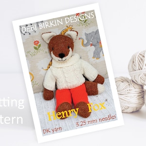 Knitting pattern for toys, Debi Birkin Patterns, PDF digital download, toy knitting pattern, cotton rabbits, fox knitting patterns clothes