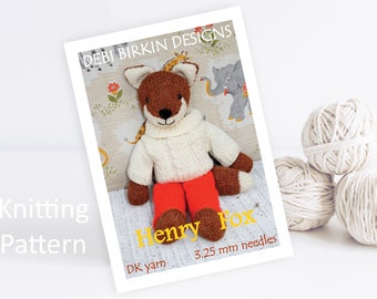 Knitting pattern for toys, Debi Birkin Patterns, PDF digital download, toy knitting pattern, cotton rabbits, fox knitting patterns clothes