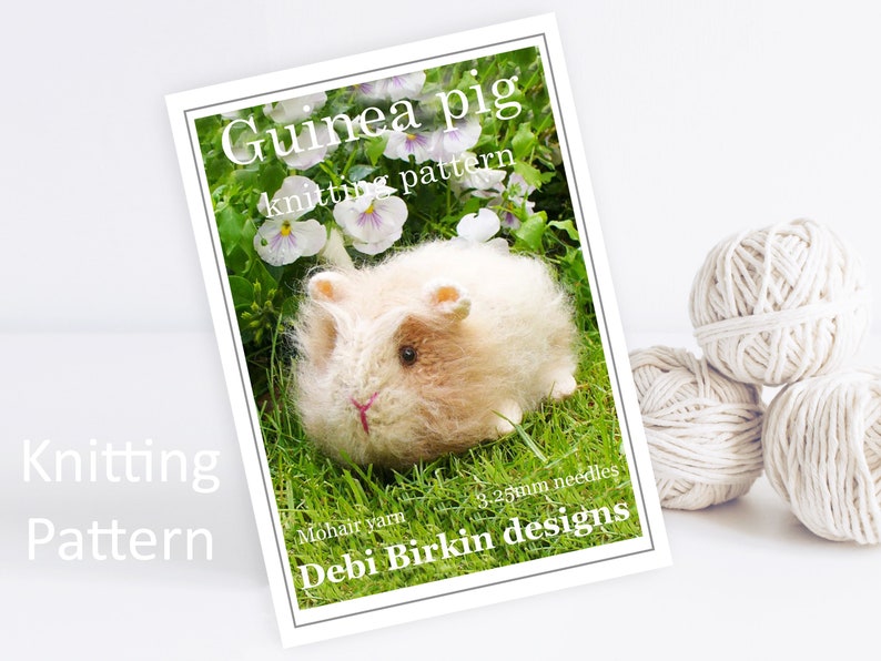 Knitting pattern guinea pig, Debi Birkin Patterns, PDF digital download, toy knitting pattern, cotton rabbits, bunny knitting clothes image 1