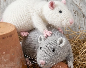 Breipatroon opossum en ratten, Debi Birkin-patronen, digitale download pdf, speelgoed, breipatronen konijn, muis