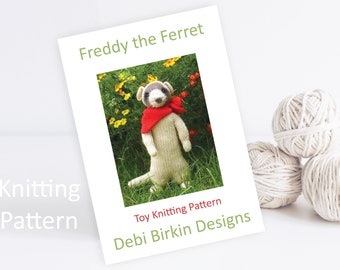 Knitting pattern for ferret, Debi Birkin Patterns, PDF digital download, toy knitting pattern, cotton rabbits, bunny knitting meerkat