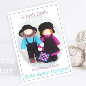 Knitting pattern for dolls, armish, Debi Birkin Patterns, PDF digital download, patterns for toys, shaker, quaker, faceless dolls plain folk