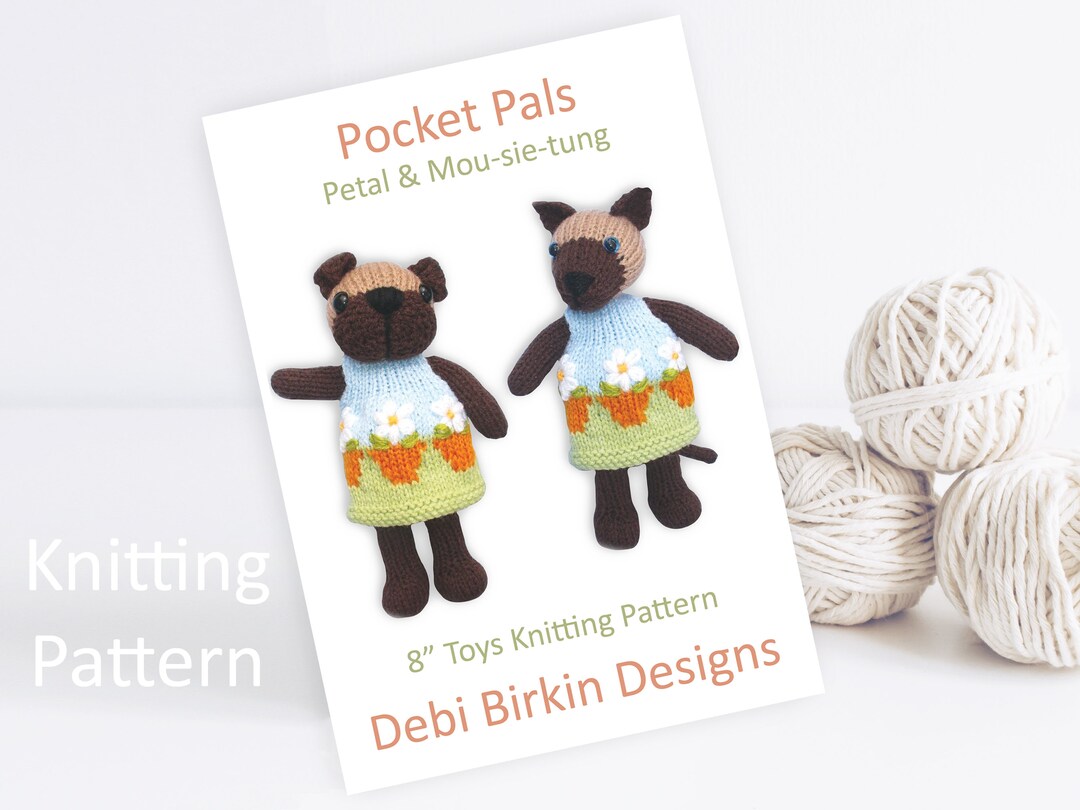 Knitting Pattern for Pug Dog Siamese Kitten Cat Debi Birkin Etsy