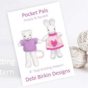 Knitting pattern for mouse, bunny patterns, Debi Birkin Patterns, PDF digital download, unicorn patterns, cotton rabbits, toy patterns