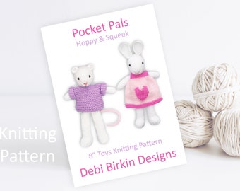 Knitting pattern for mouse, bunny patterns, Debi Birkin Patterns, PDF digital download, unicorn patterns, cotton rabbits, toy patterns