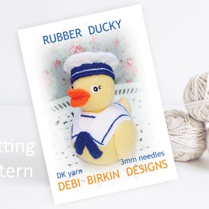Knitting pattern for toys, Debi Birkin Patterns, PDF digital download, toy knitting pattern, cotton rabbits, bird, rubber duck, ducks, geese
