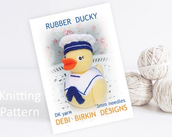 Knitting pattern for toys, Debi Birkin Patterns, PDF digital download, toy knitting pattern, cotton rabbits, bird, rubber duck, ducks, geese