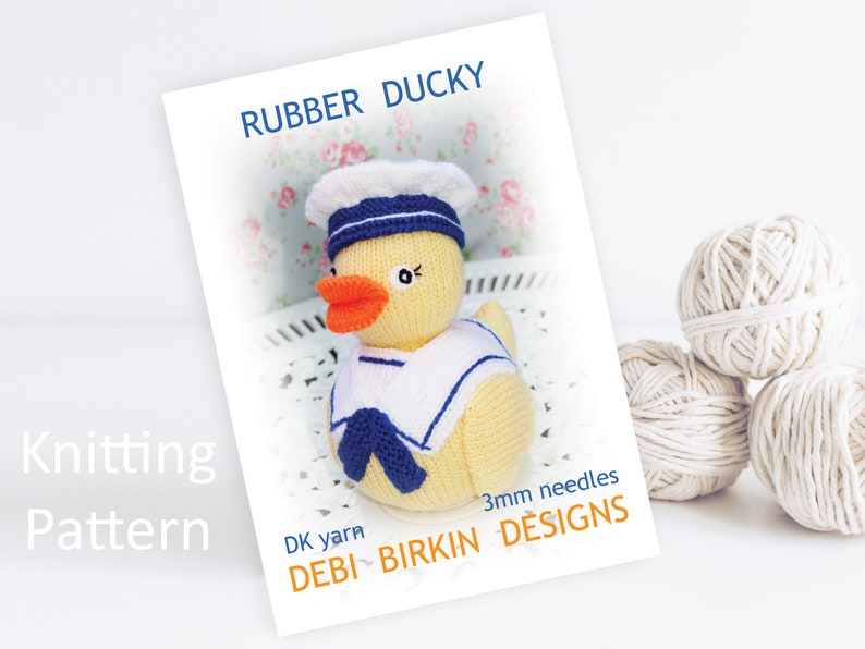 Knitting pattern for toys, Debi Birkin Patterns, PDF digital download, toy knitting pattern, cotton rabbits, bird, rubber duck, ducks, geese image 1