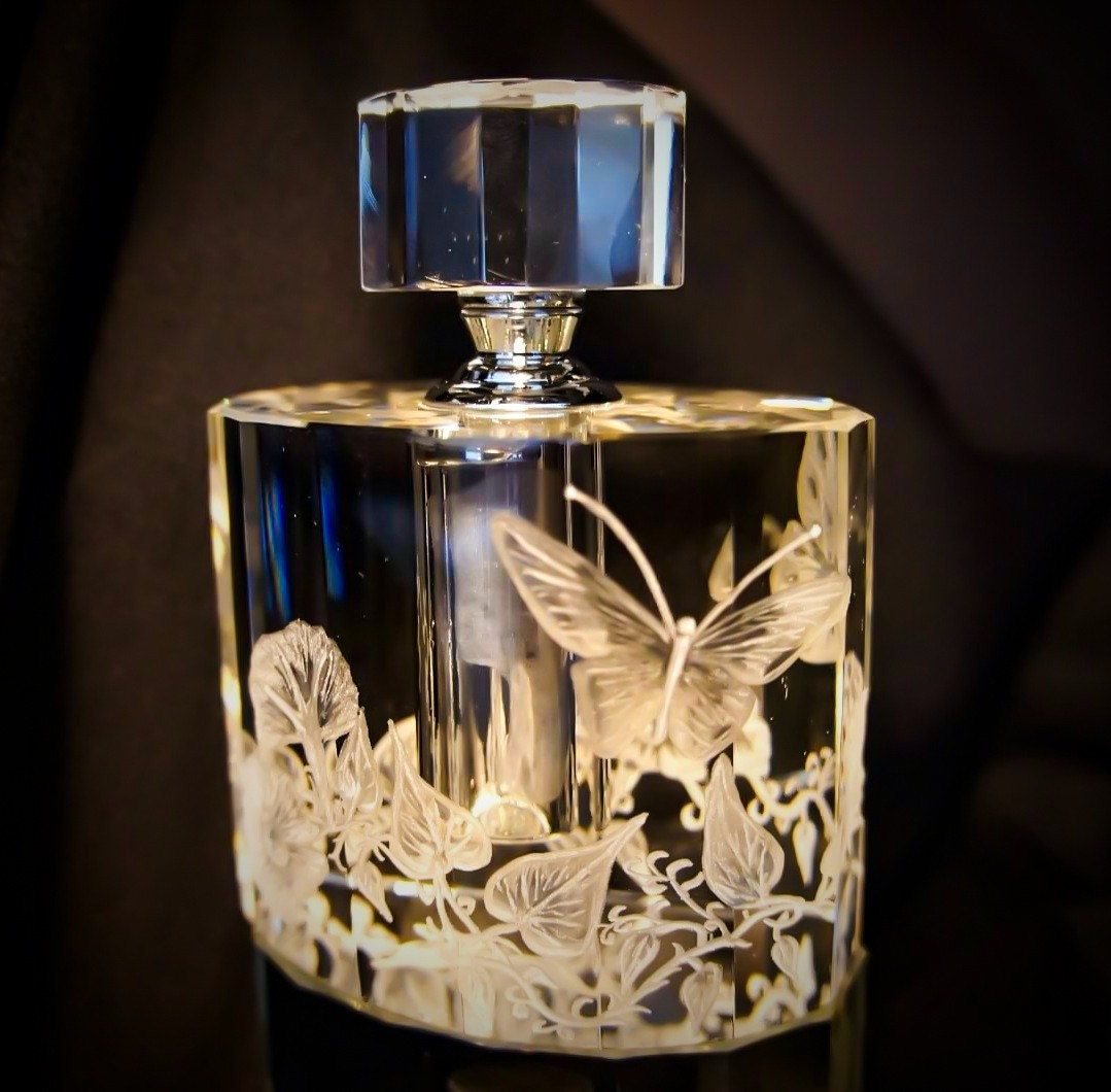 Engraved Perfume Bottle Hand Engraved Crystal Perfume Etsy