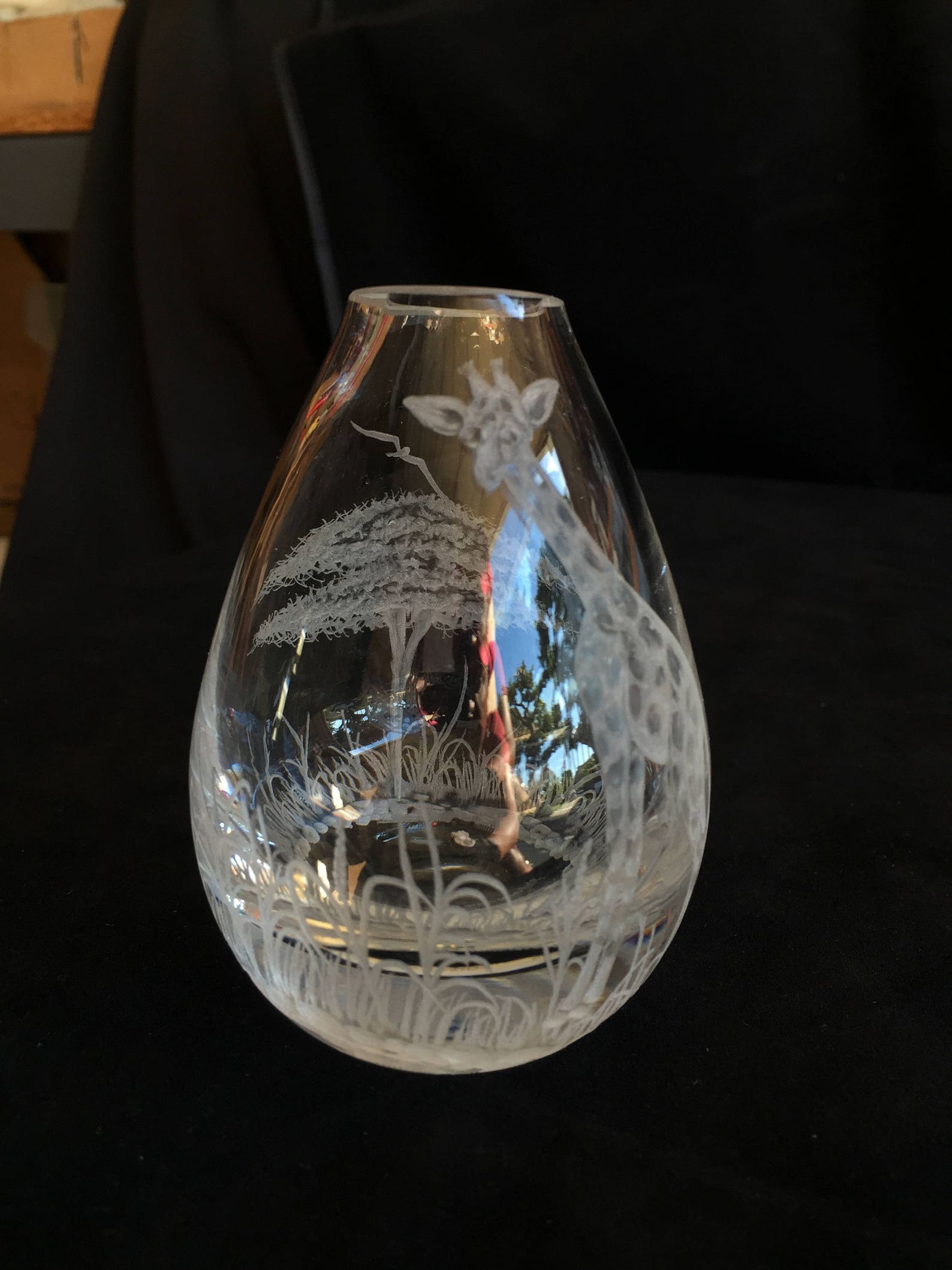 Hand Engraved Bud Vase Small Glass Vase Giraffe Vase Art Etsy