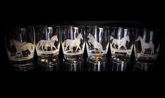 Hand Engraved Horses, stallion, mare, gallup, animals. Weddings, gifts, homedecor, mothers, ArtGlass, bespoke, personalized