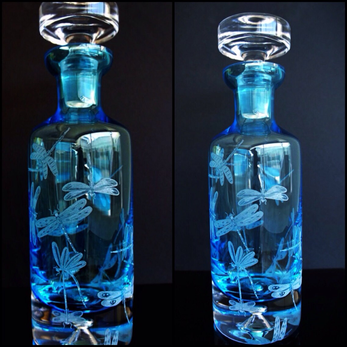 Hand Engraved Dragonfly Decanter Engraved Barware Etched Etsy Australia