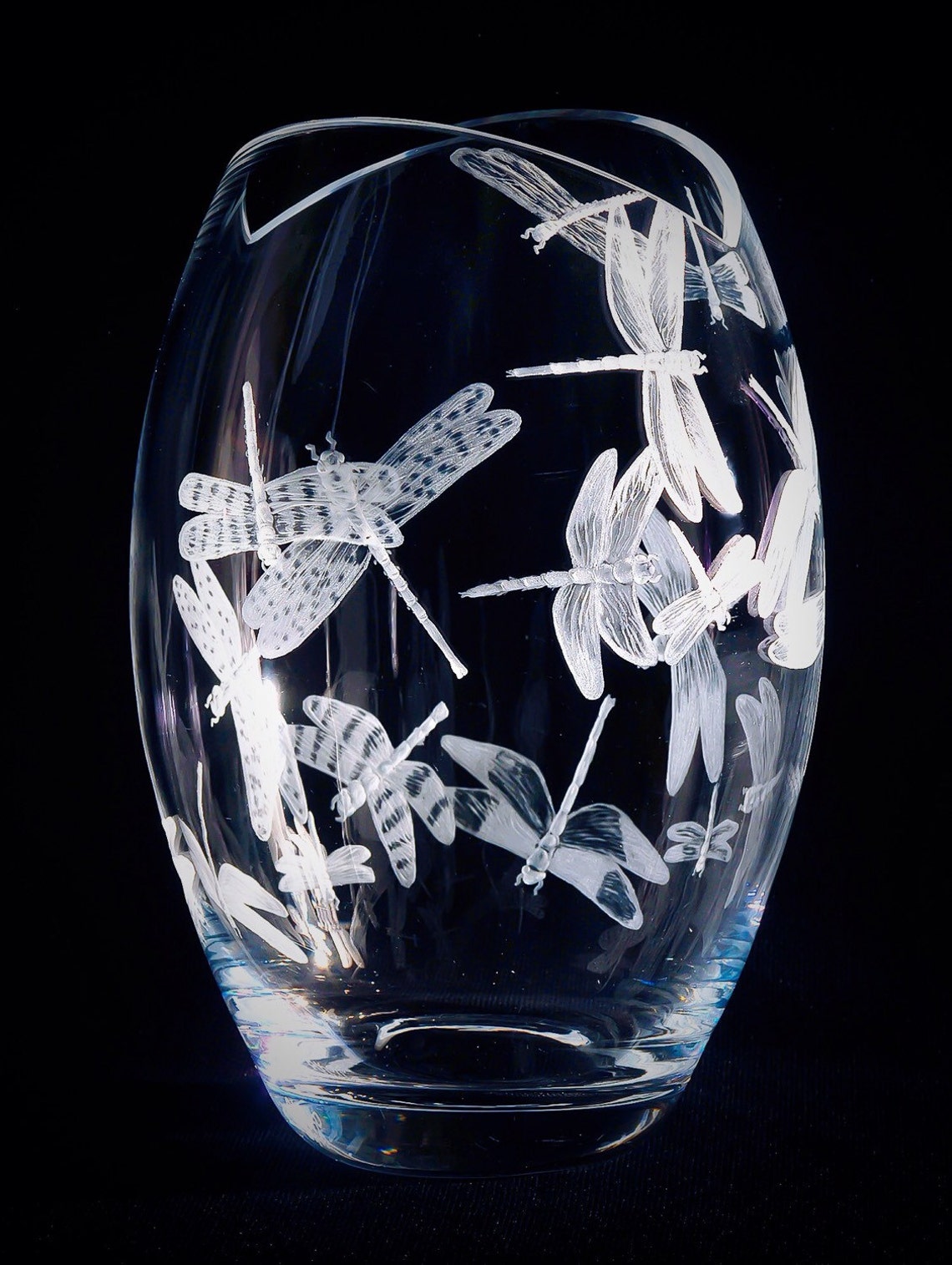 Dragonflyvase, Dragonflies, Vase, Engraved, Etched, Weddinggift