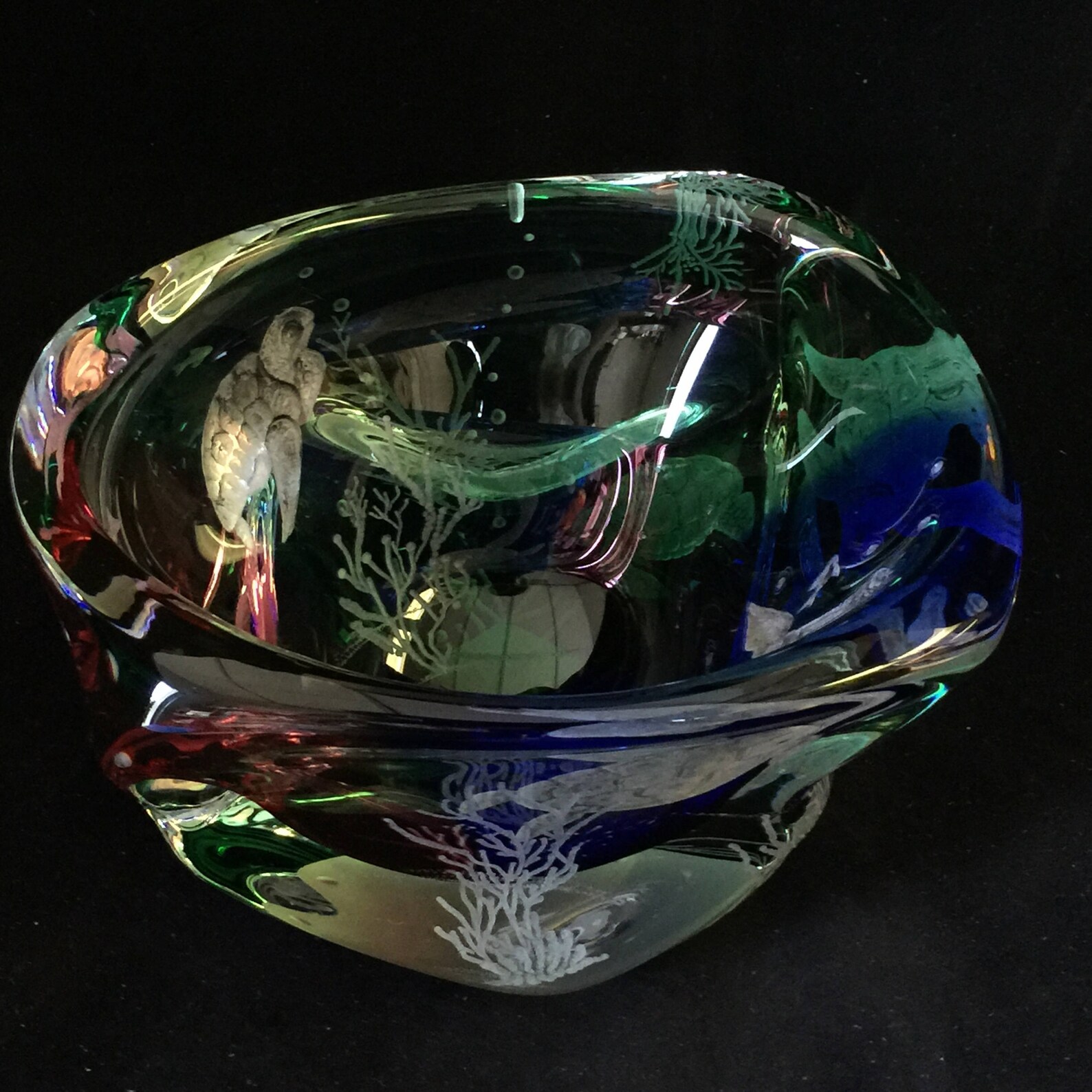 Hand Engraved Turtle Bowl Crystal Bowl Engraved Glass Bowl Etsy