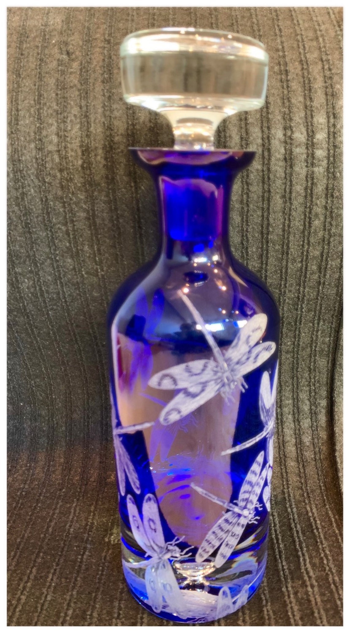 Hand Engraved Dragonfly Decanter Engraved Barware Etched Etsy Australia