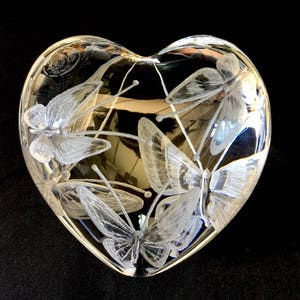 Baccarat Paperweight, Baccarat Crystal butterflies, Customized Custom Paperweight, Vintage Paperweight, Custom Butterfly Engraved, Etched