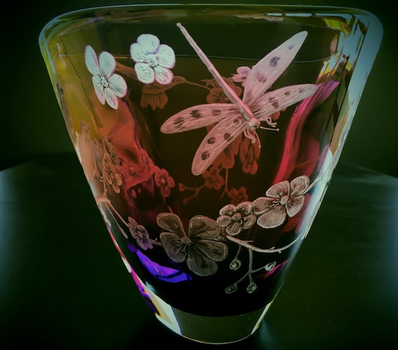 Hand Centerpiece Bowl, Hummingbird, Flowers, Hummingbirds