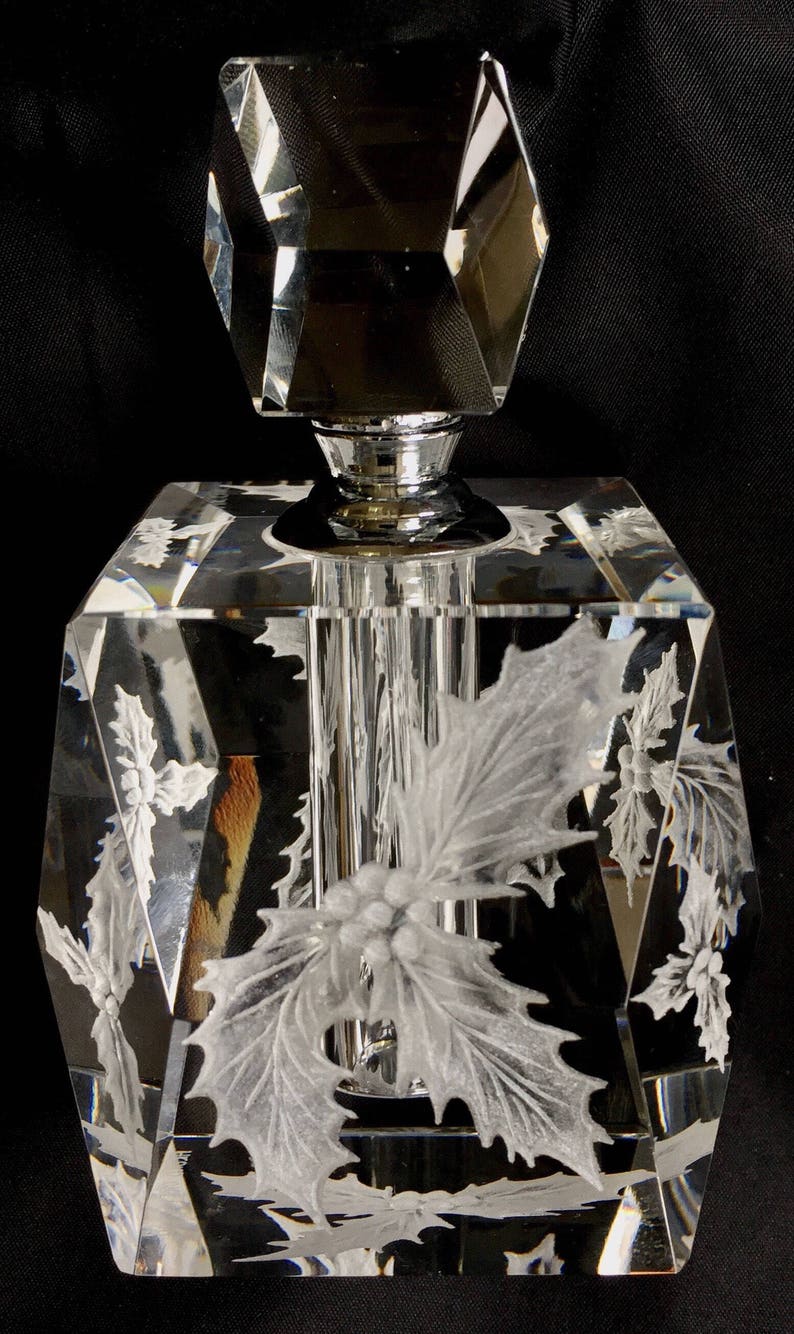 Hand Engraved Perfume Bottle with Holly Bathroom Decor Etsy
